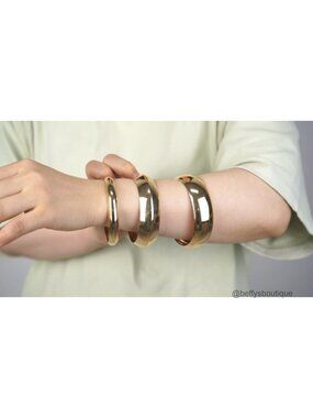 3PC Chunky Wide Cuff Bangle Bracelet Set Alloy Wrist Wrap Stackable